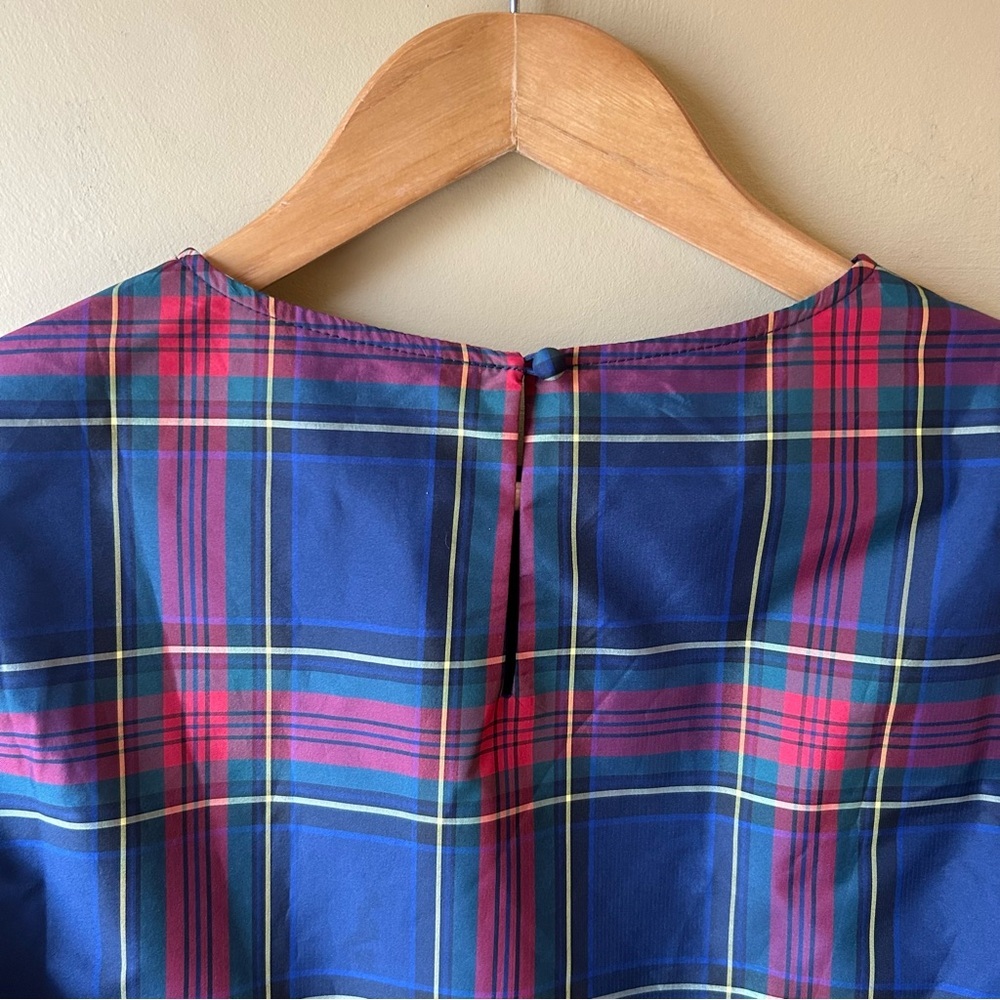 NWT Vineyard Vines Women's Plaid Taffeta Blouse Size 0 Top Bell Sleeves Jolly - Picture 7 of 12